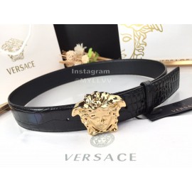 Versace New Black Calf Leather Gold Medusa Buckle 40mm Belt