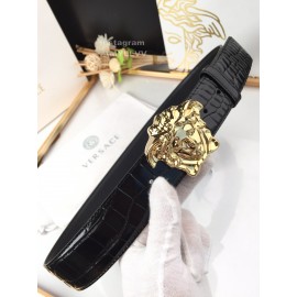Versace New Black Calf Leather Gold Medusa Buckle 40mm Belt