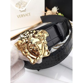Versace New Black Calf Leather Gold Medusa Buckle 40mm Belt