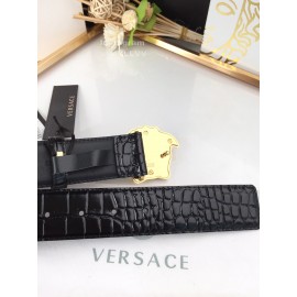 Versace New Black Calf Leather Gold Medusa Buckle 40mm Belt