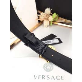 Versace New Black Calf Leather Gold Medusa Buckle 40mm Belt