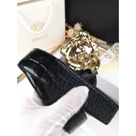 Versace New Black Calf Leather Gold Medusa Buckle 40mm Belt