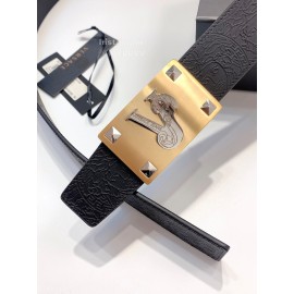 Versace Black Embossed Cowhide Gold Square Buckle 40mm Belt