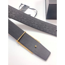 Versace Black Embossed Cowhide Gold Square Buckle 40mm Belt