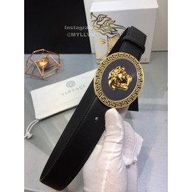 Versace Black Cowhide Gold Oval Buckle 35mm Belt