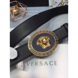 Versace Black Cowhide Gold Oval Buckle 35mm Belt