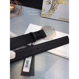 Versace Fashion Black Cowhide Silver Oval Buckle 35mm Belt