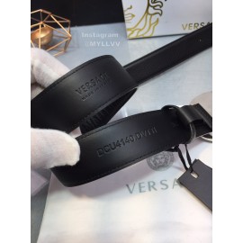 Versace Fashion Black Cowhide Silver Oval Buckle 35mm Belt