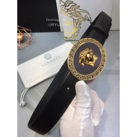 Versace Fashion Black Cowhide Gold Oval Buckle 35mm Belt