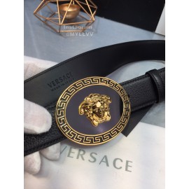 Versace Fashion Black Cowhide Gold Oval Buckle 35mm Belt