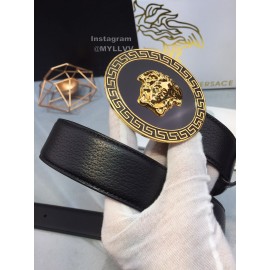 Versace Fashion Black Cowhide Gold Oval Buckle 35mm Belt