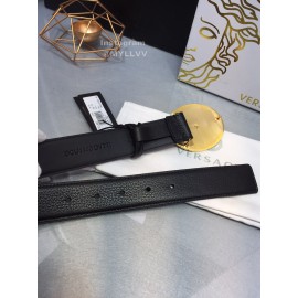 Versace Fashion Black Cowhide Gold Oval Buckle 35mm Belt