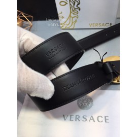 Versace Fashion Black Cowhide Gold Oval Buckle 35mm Belt