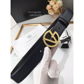 Versace Black Cowhide Gold V Buckle 40mm Belt