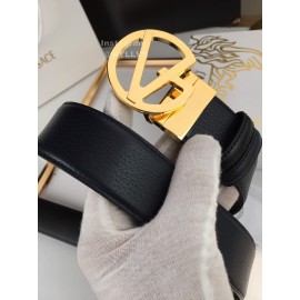 Versace Black Cowhide Gold V Buckle 40mm Belt