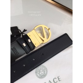 Versace Black Cowhide Gold V Buckle 40mm Belt