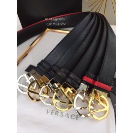 Versace Black Cowhide Gold V Buckle 40mm Belt
