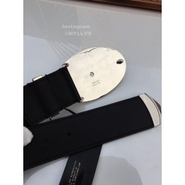 Versace Black Calf Leather Silver Crystal Medusa Buckle 40mm Belt