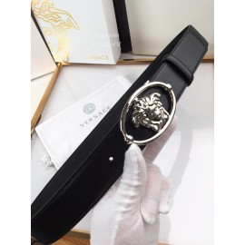 Versace Smooth Calf Leather Oval Silver Medusa Buckle 40mm Belt