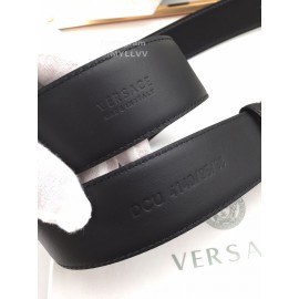 Versace Smooth Calf Leather Oval Silver Medusa Buckle 40mm Belt