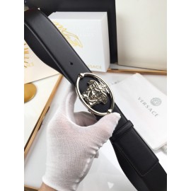 Versace Smooth Calf Leather Oval Silver Medusa Buckle 40mm Belt