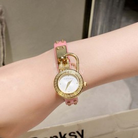 Versace Medusa Lock Icon Pink Leather Strap Watch For Women