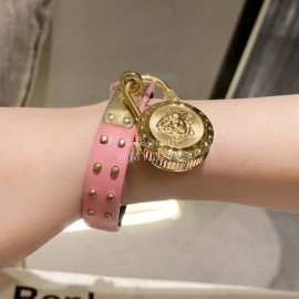 Versace Medusa Lock Icon Pink Leather Strap Watch For Women