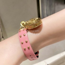 Versace Medusa Lock Icon Pink Leather Strap Watch For Women