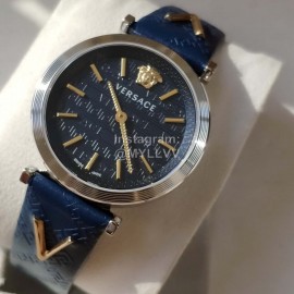 Versace Vcq Series Quartz Watch For Women Dark Blue