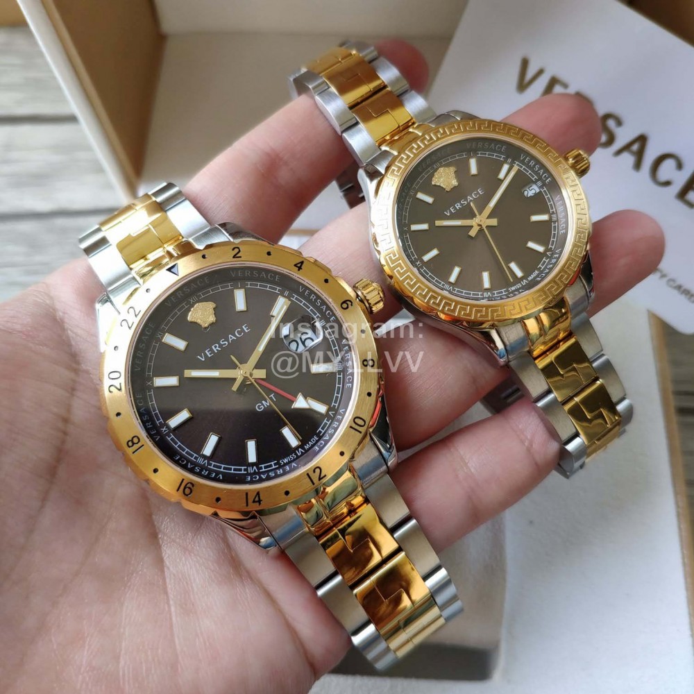 Versace Vcq Series Quartz Watch For Men And Women Brown