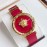 Versace Sapphire Crystal Medusa Heads Leather Strap Watch Red