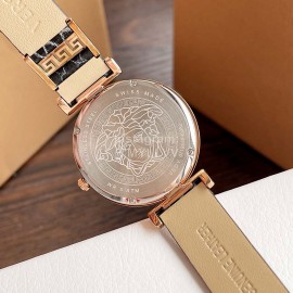 Versace Sapphire Crystal Medusa Heads Leather Strap Watch