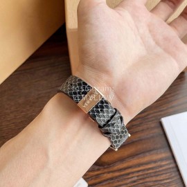 Versace Sapphire Crystal Medusa Heads Leather Strap Watch