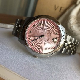 Versace Audrey V Steel Strap 38mm Dial Watch Pink