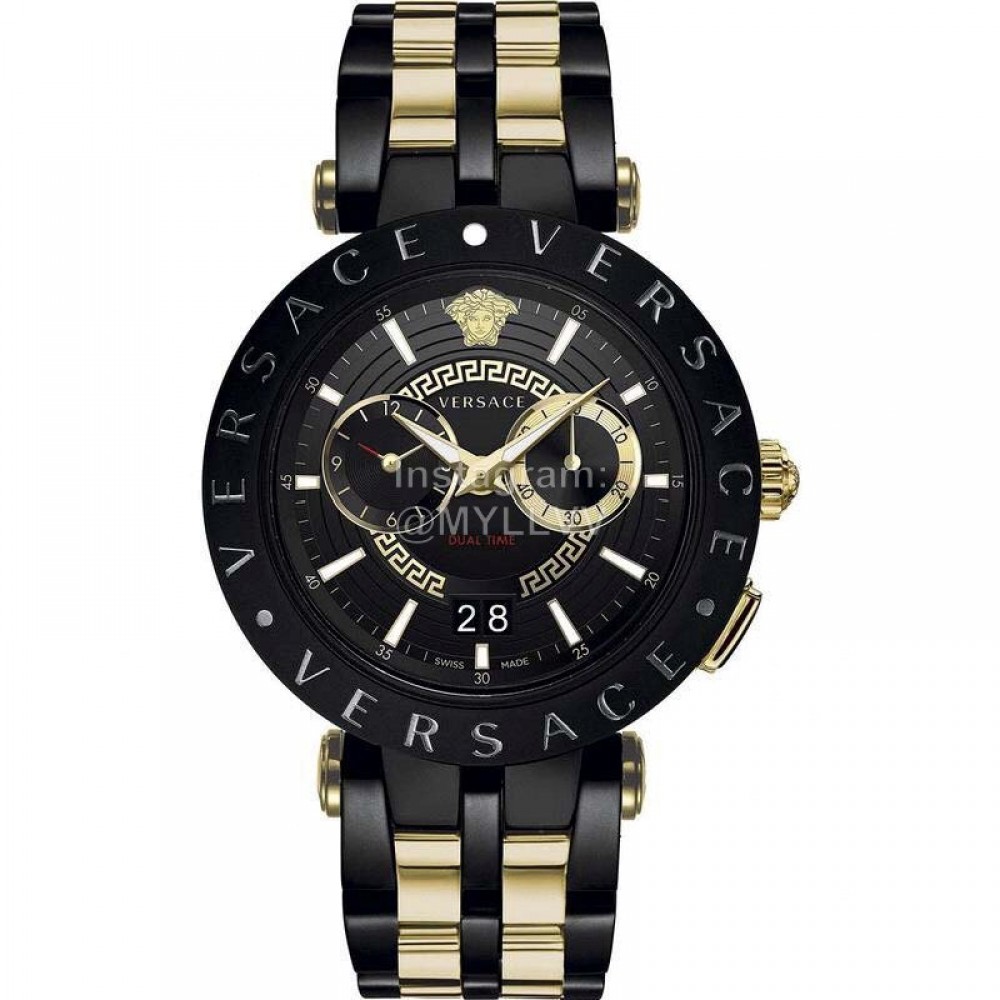 Versace Vebv Series Multifunctional Large Dial Steel Strap Watch For Men