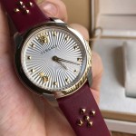 Versace Audrey V Leather Strap 38mm Dial Watch For Women Wine Red