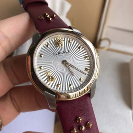 Versace Audrey V Leather Strap 38mm Dial Watch For Women Wine Red