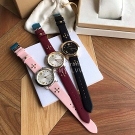 Versace Audrey V Leather Strap 38mm Dial Watch For Women Wine Red