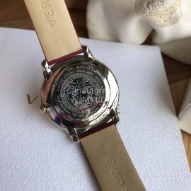 Versace Audrey V Leather Strap 38mm Dial Watch For Women Wine Red