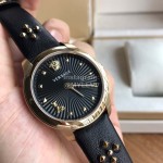 Versace Audrey V Leather Strap 38mm Dial Watch For Women Black