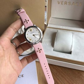 Versace Audrey V Leather Strap 38mm Dial Watch For Women Pink