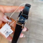 Versace Leather Strap Square Dial Watch Black