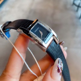 Versace Leather Strap Square Dial Watch Black