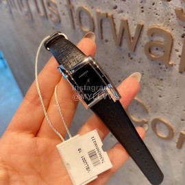 Versace Leather Strap Square Dial Watch Black