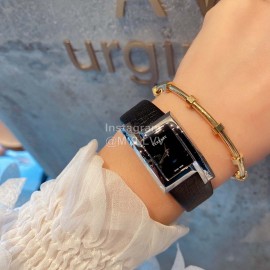 Versace Leather Strap Square Dial Watch Black