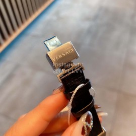 Versace Leather Strap Square Dial Watch Black