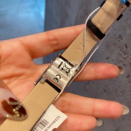 Versace Leather Strap Square Dial Watch Black