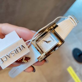 Versace Leather Strap Square Dial Watch White