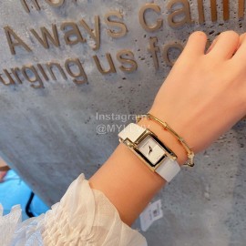 Versace Leather Strap Square Dial Watch White