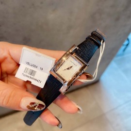 Versace Leather Strap Square Dial Watch